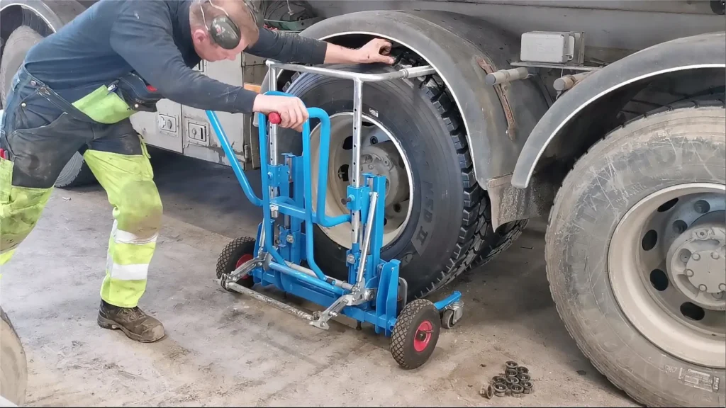 Easy Truck Trolley is developed for ergonomic handling of truck wheel assemblies