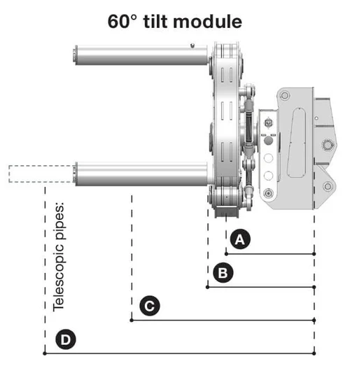 Easy Gripper 3700-8T - 60 degree tilt module - spec drawing
