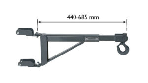 WTA500 Wheel trolley with WTK telescopic crane arm offers efficiency and good ergonomics when lifting disc brakes, brake drums, callipers, etc.